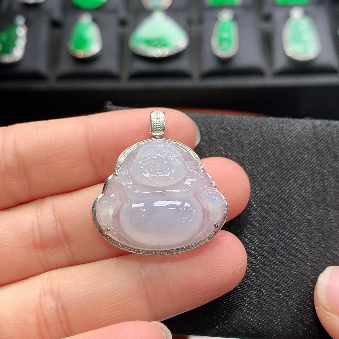 翡翠颈饰18K金镶嵌佛公