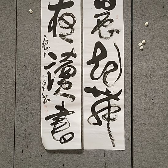 书法宋秉民。四尺对开。晨起舞