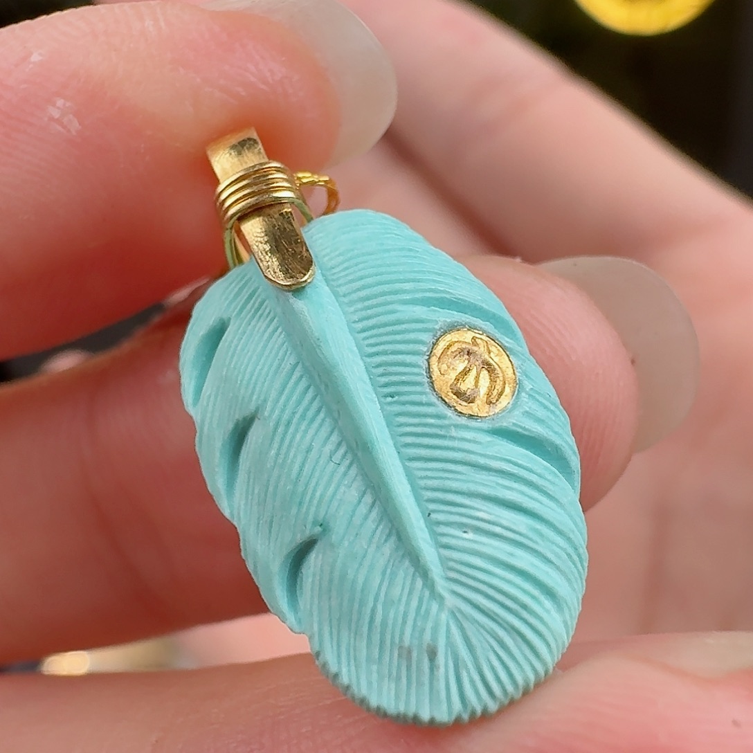 绿松石珠宝奇石18K金镶嵌