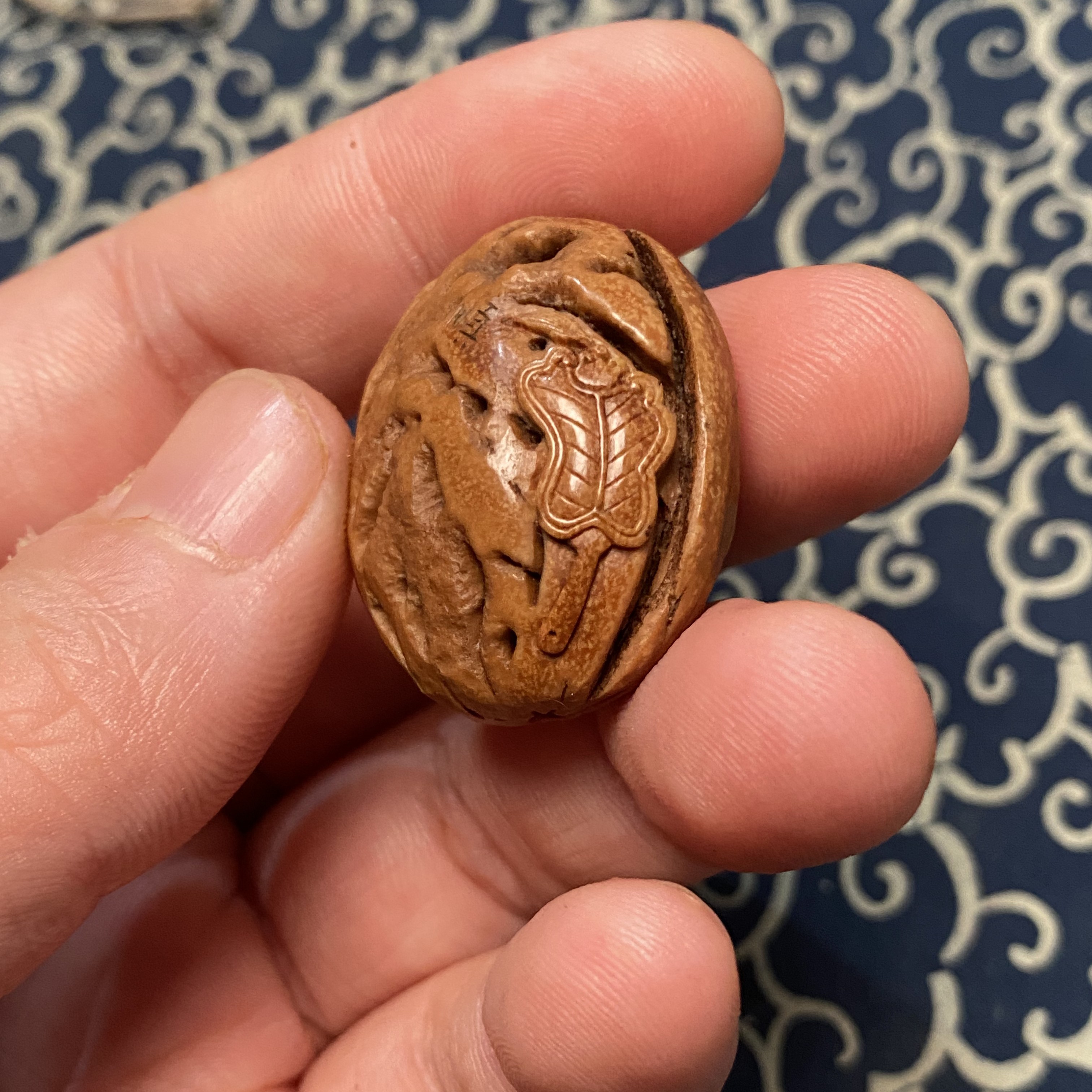 孔方泉记【芭蕉扇】编号005，一物一图精品桃核单籽芭蕉扇