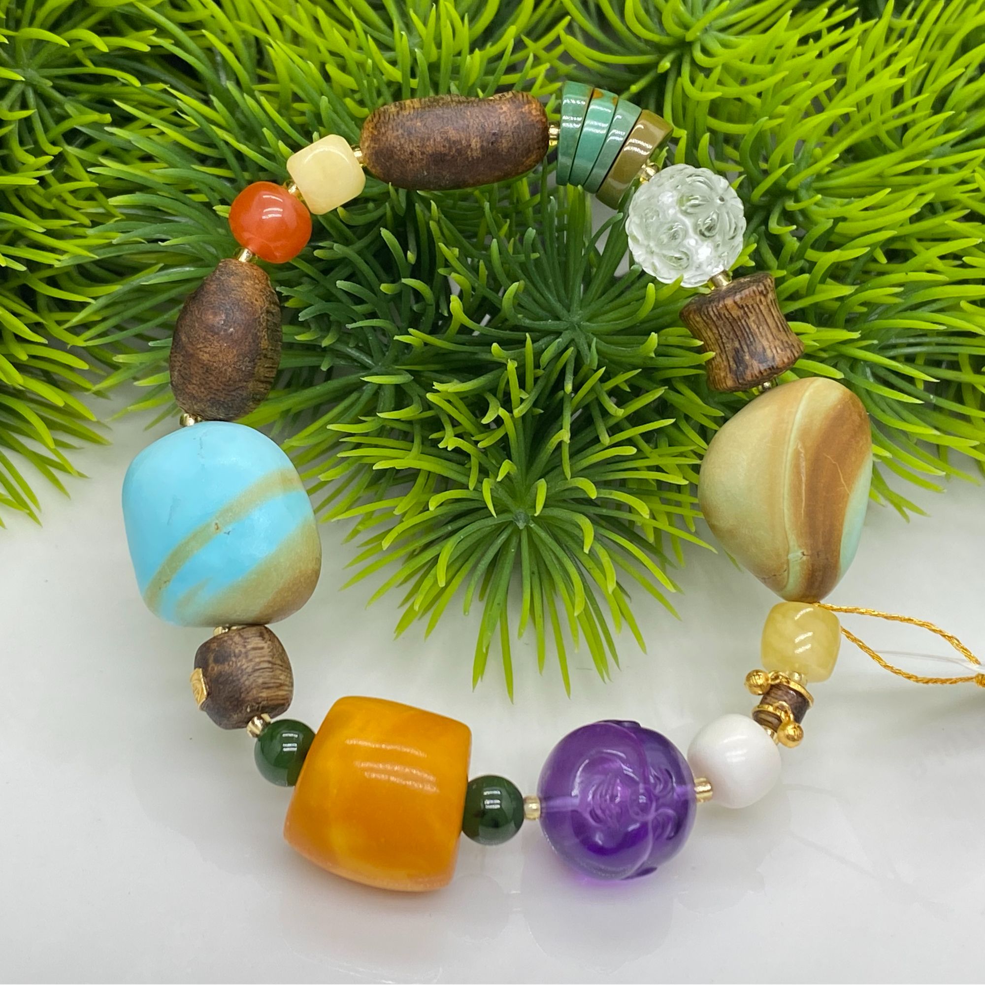 【慧子】品众珠宝气质百搭款春季限定绿松石糖豆--马足龙沙