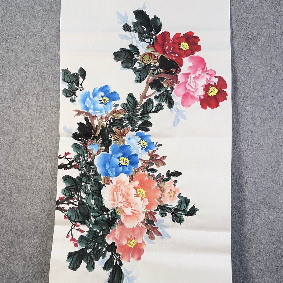 国画684 牡丹等花卉图案装饰图案为