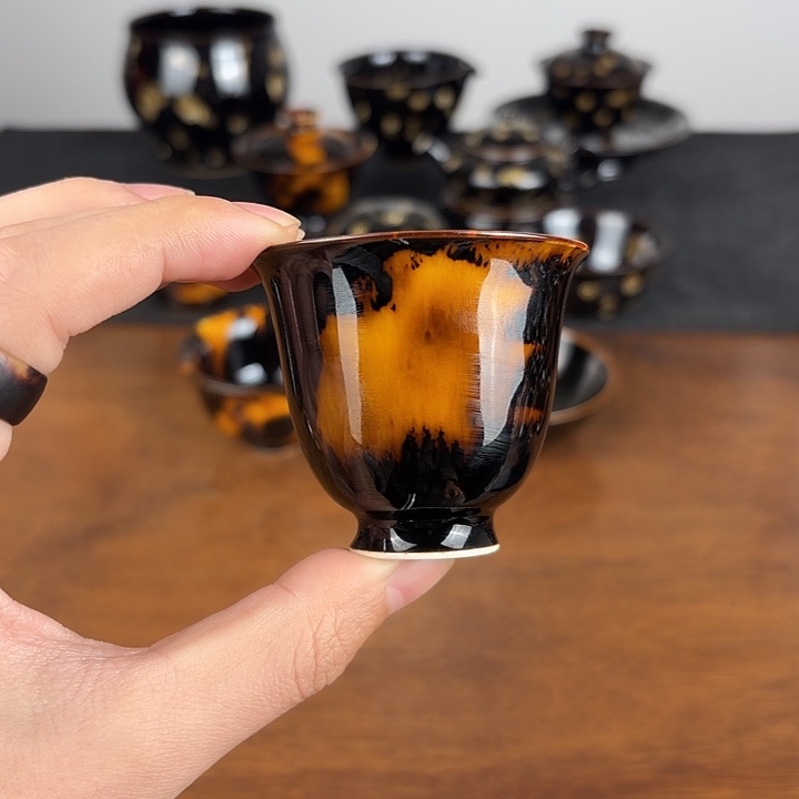 瓷新人福利玳瑁釉闻香杯