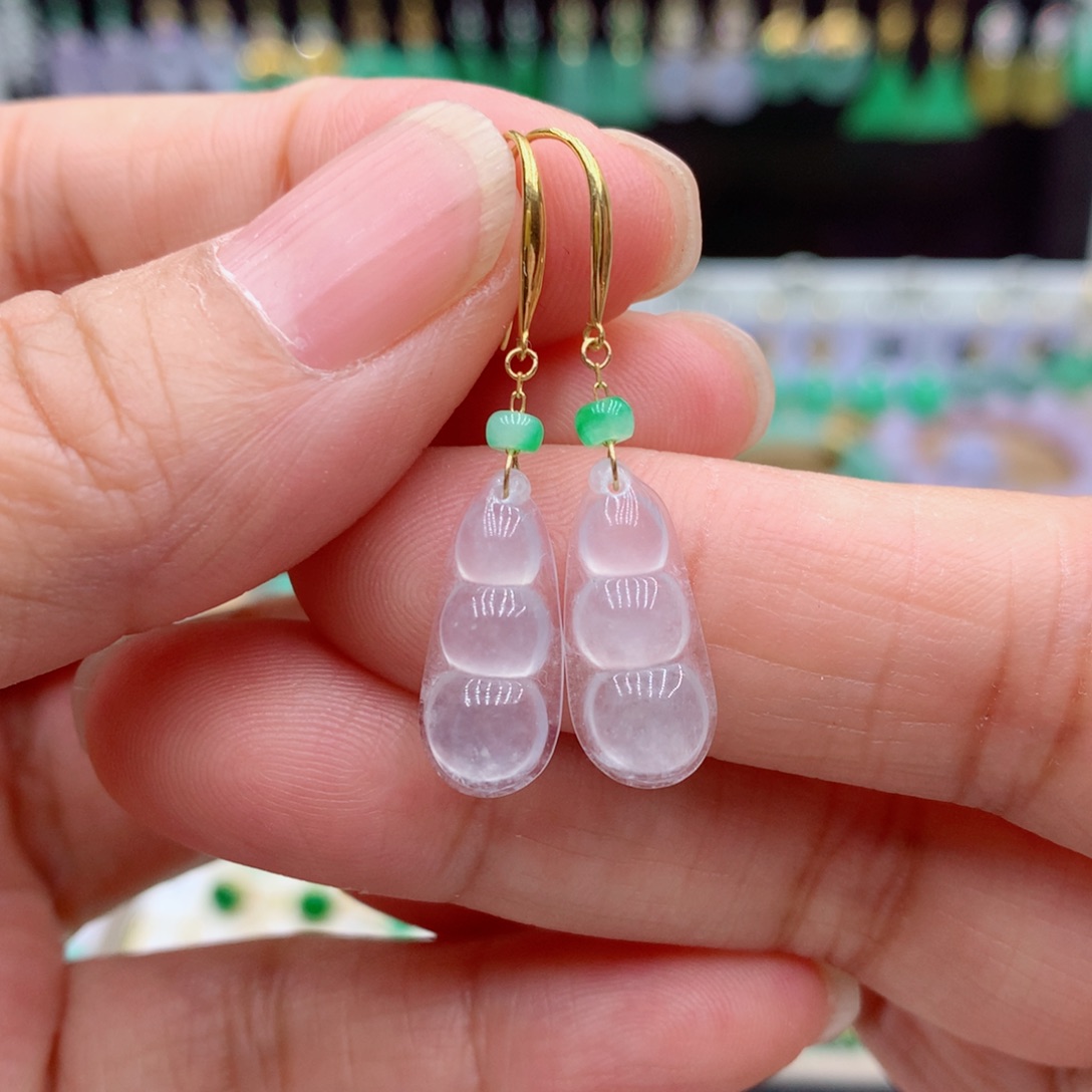 翡翠18K金镶嵌耳饰