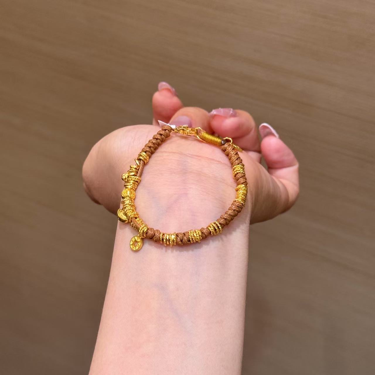 【菠萝珠宝】足金999 元宝 钱币盘缠手串 金重：11.82克