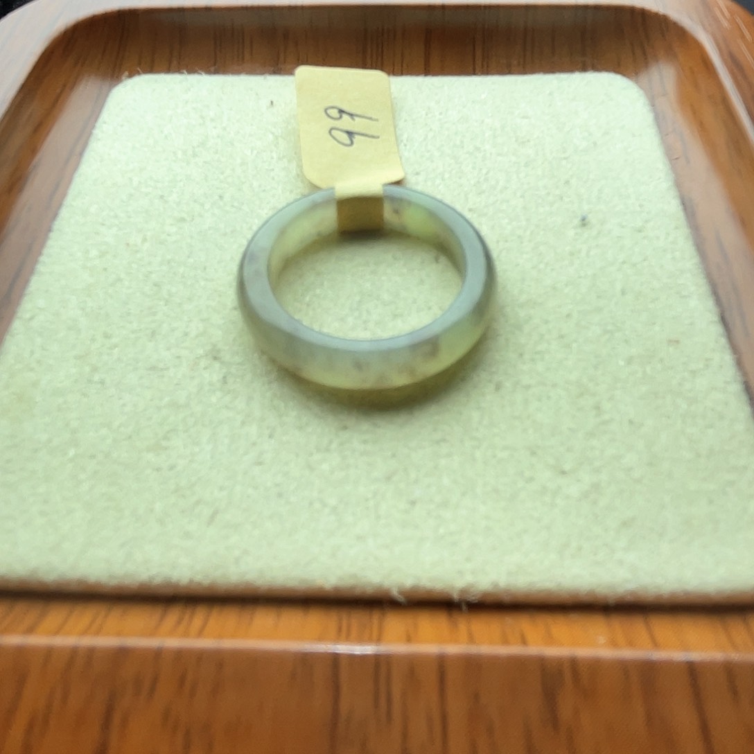 和田玉戒指未镶嵌烟紫飘花19-20号