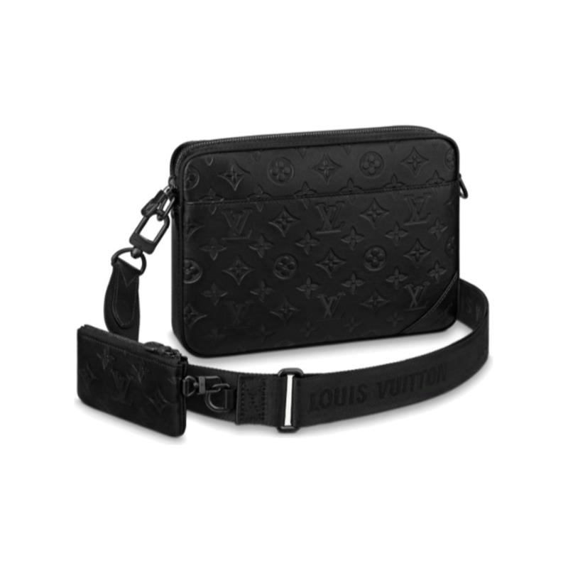 99新 LouisVuitton/路易威登  新款全皮压纹二合一邮差包 黑色