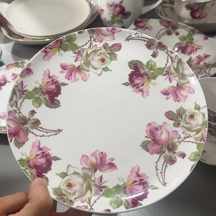 瓷片微瑕骨瓷月光盘一个玫瑰