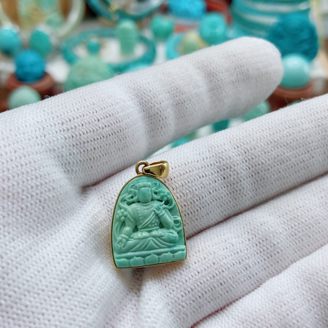 绿松石18K金镶嵌度母