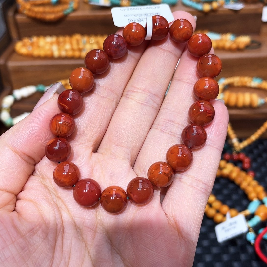 南红玛瑙颈饰未镶嵌手串9mm