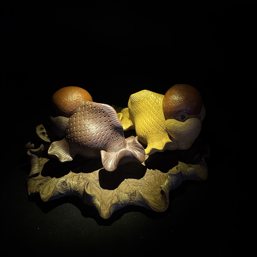 紫砂茶宠金鱼摆件鸿运当头