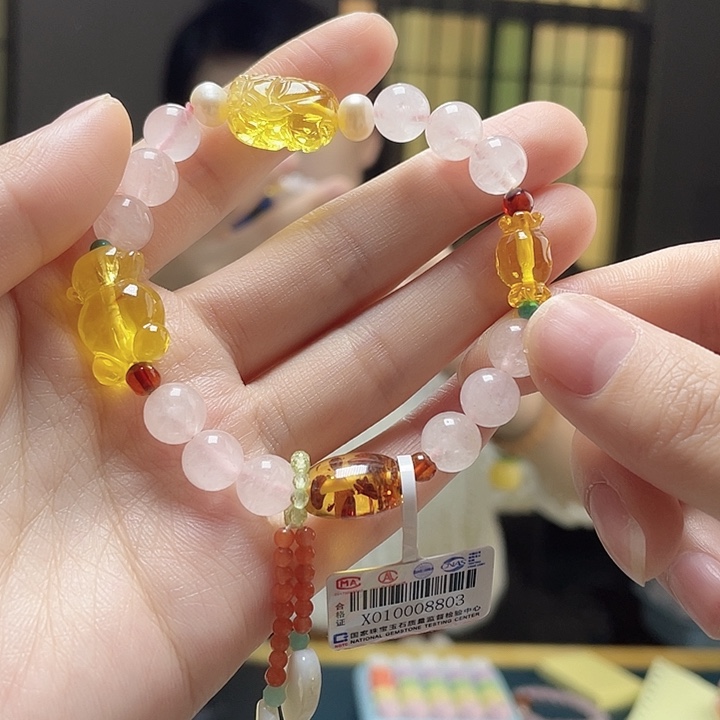 琥珀未镶嵌裸石手串