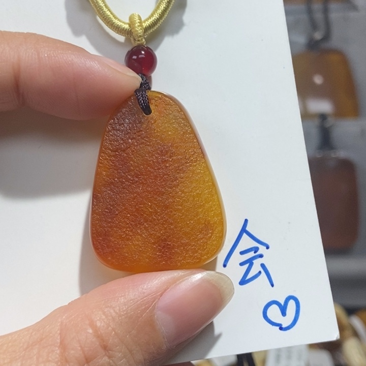 定制琥珀未镶嵌琥珀蜜蜡吊坠项链