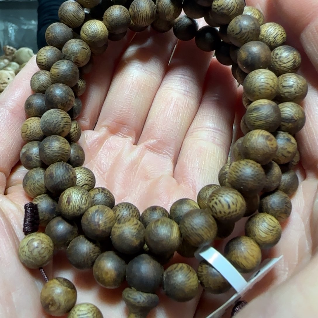 沉香手串绿奇楠沉香圆珠多圈手串24克+