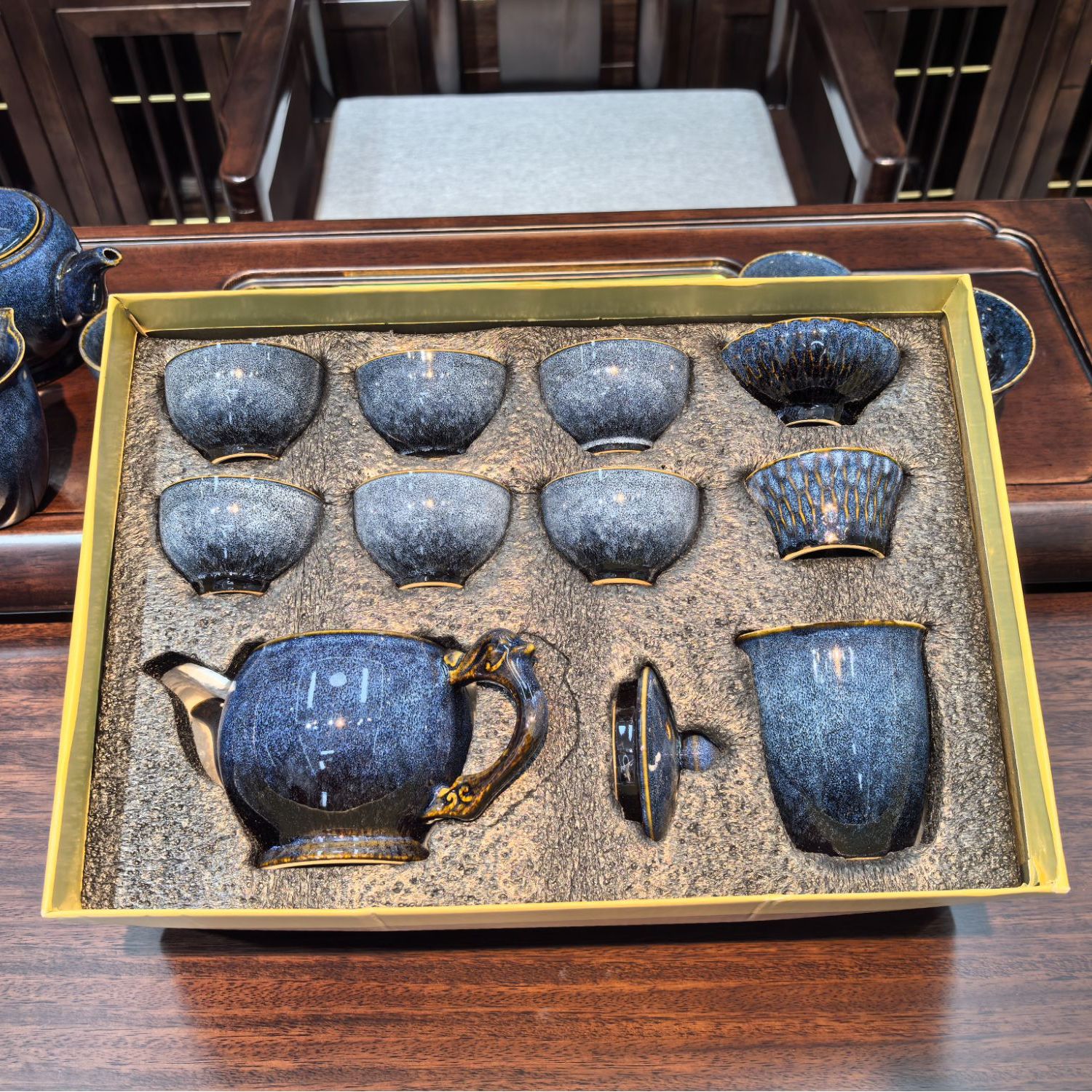 紫砂懒人石磨茶具套装家用自动茶壶陶瓷功夫茶杯茶道防烫泡茶整套