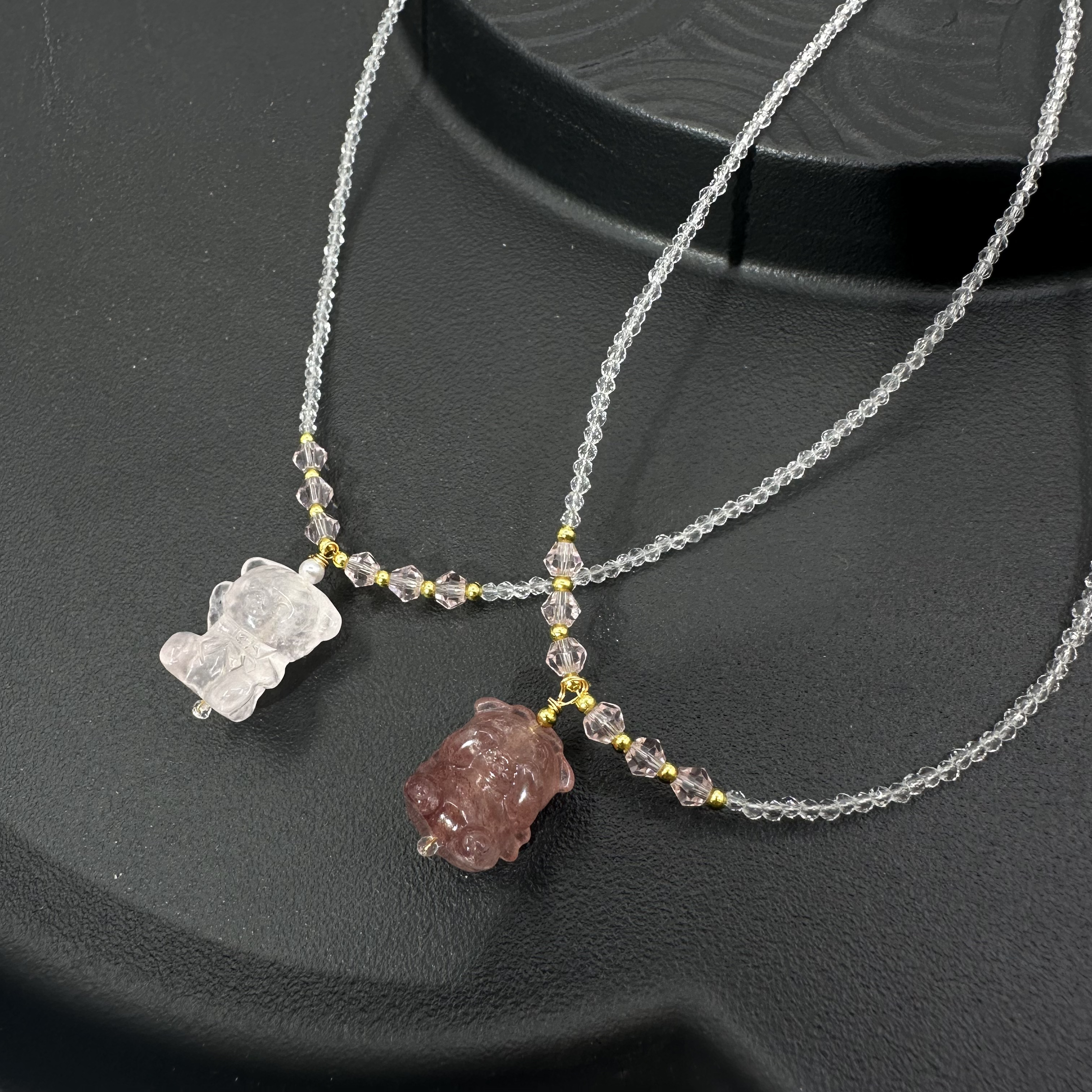 非金属仿水晶吊坠 晶体熊项链可爱甜美少女心百搭设计感锁骨链