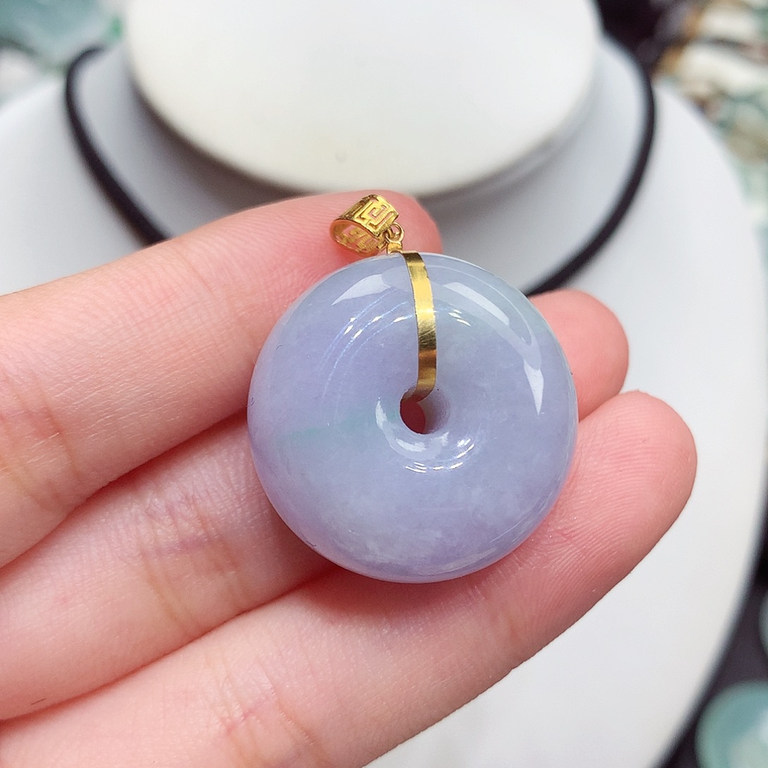 颈饰18K金镶嵌翡翠翡翠1，24.2/12.5