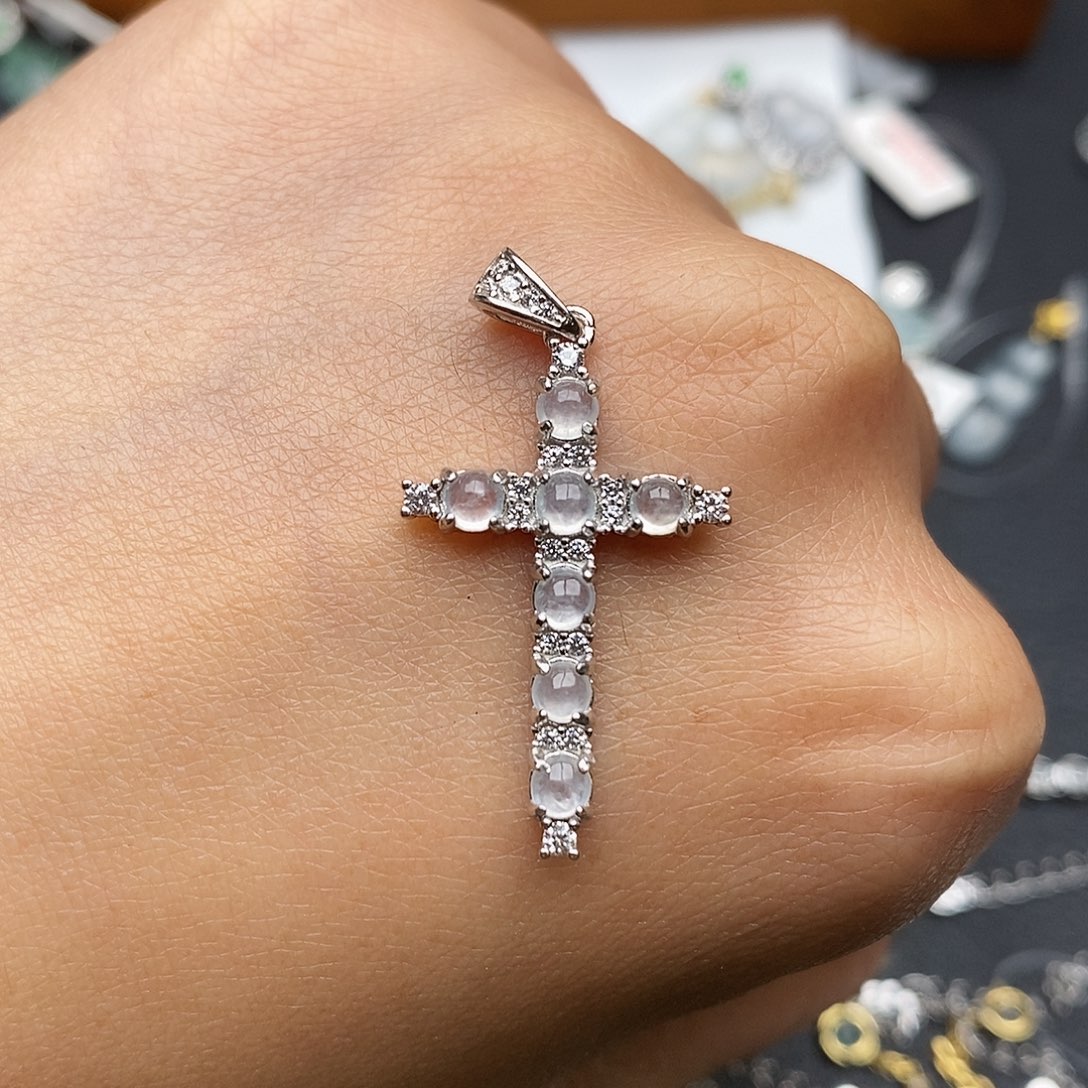 翡翠银S925镶嵌颈饰吊坠