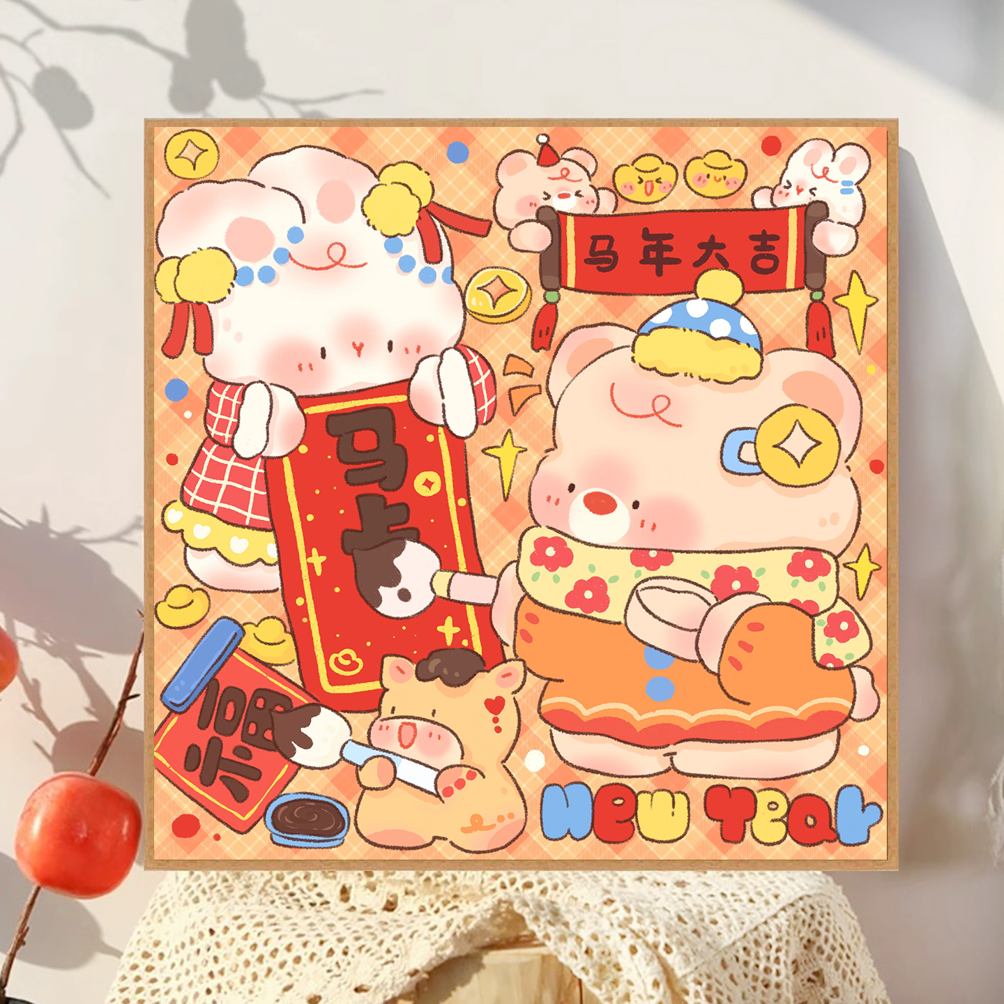 【花田错】新款钻石画满钻马年大吉新年手工装饰画卡通客厅卧室背景