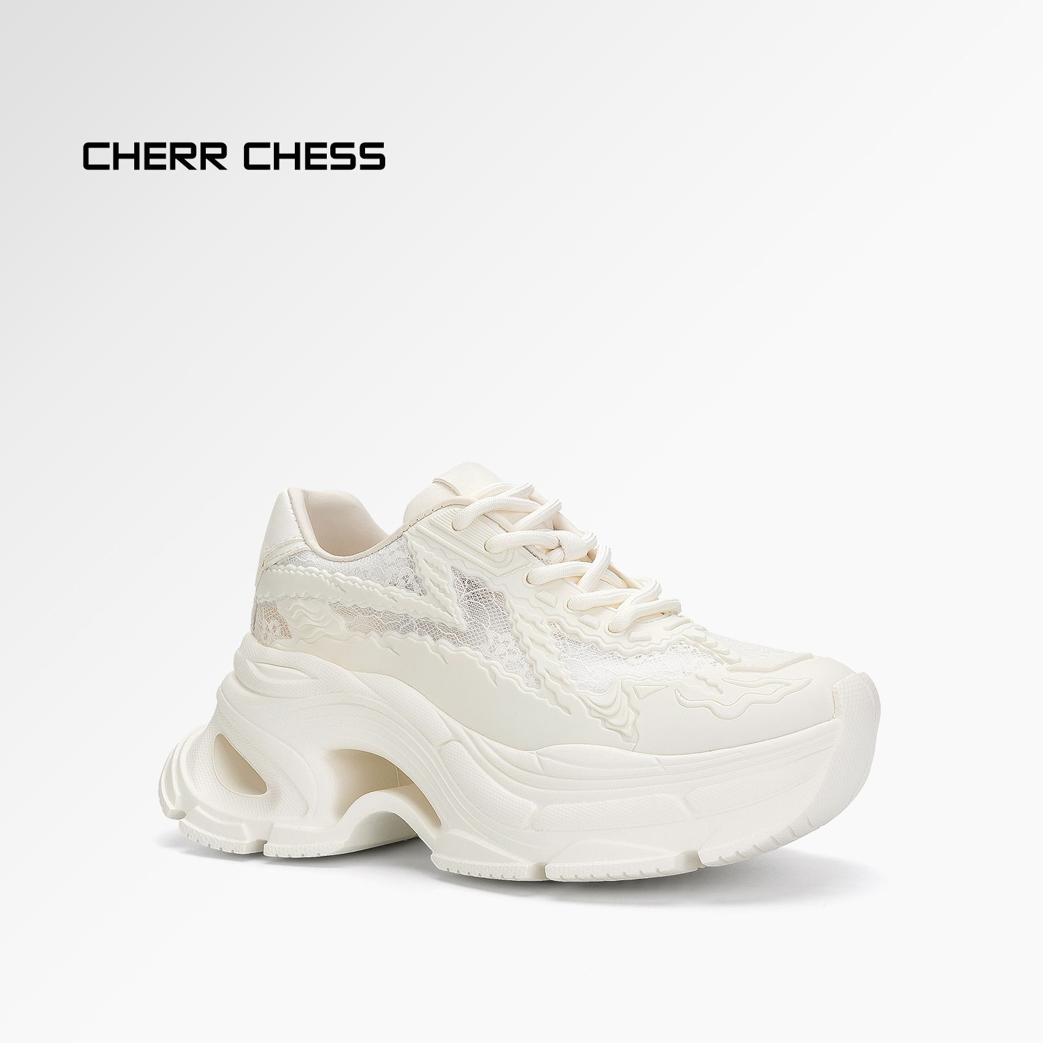 蕾丝网面时尚老爹鞋小个子厚底增高休闲透气女鞋HK250307XX