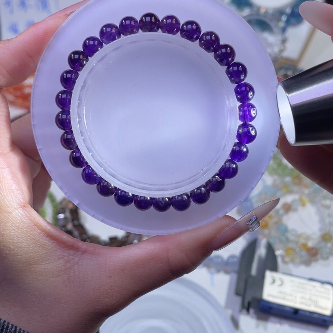 未镶嵌手链水晶乌拉圭浓郁紫水晶6mm