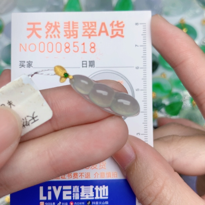 翡翠18K金镶嵌颈饰豆子