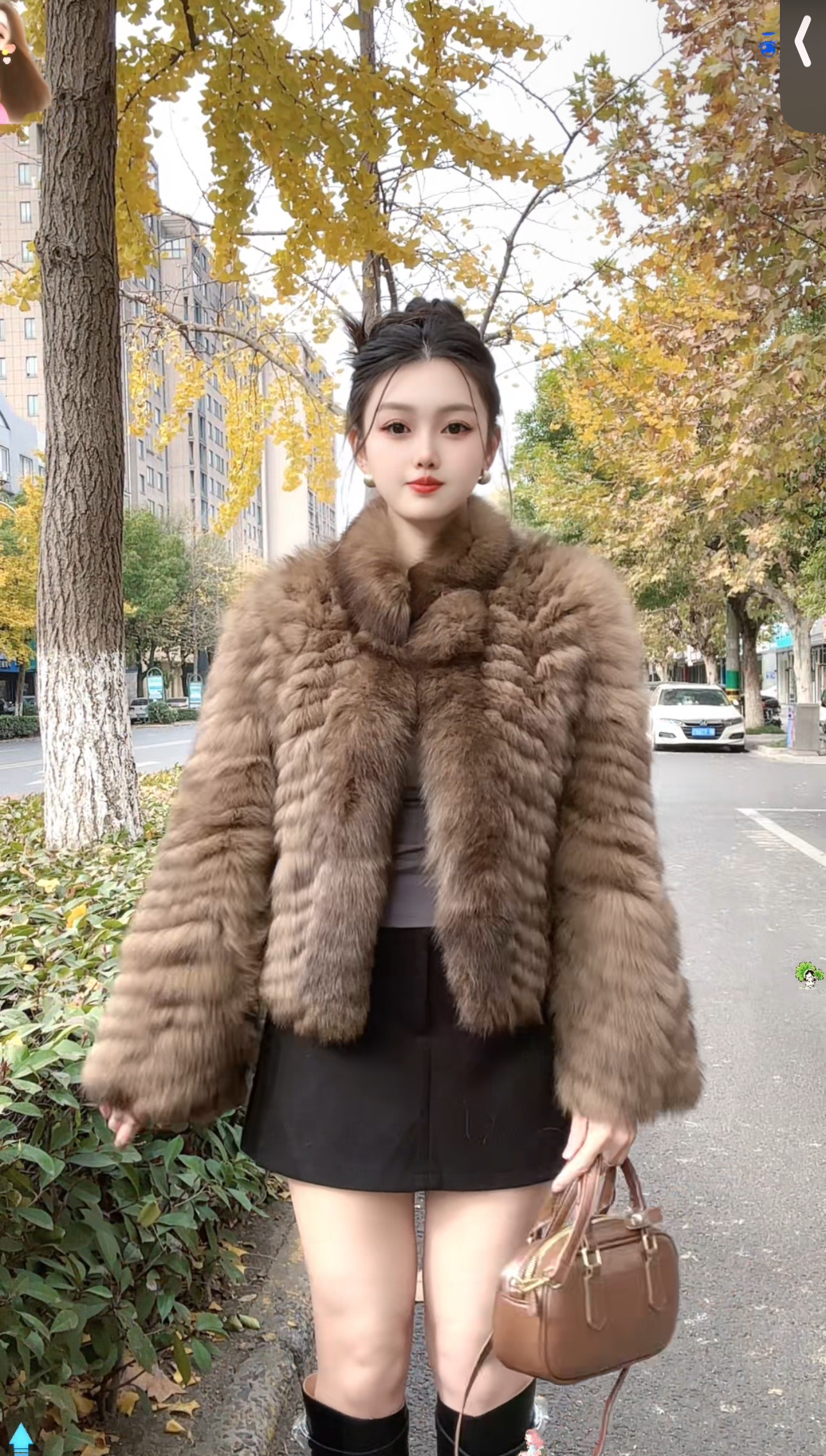 MH美涵[可可圣代]狐狸毛门襟车条 时装外套上衣女外套2025新款