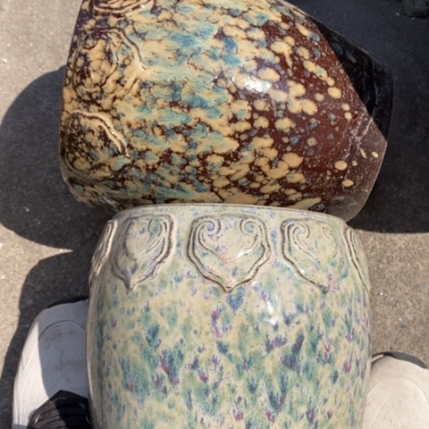 【闪购商品】紫砂花盆高23口16一对