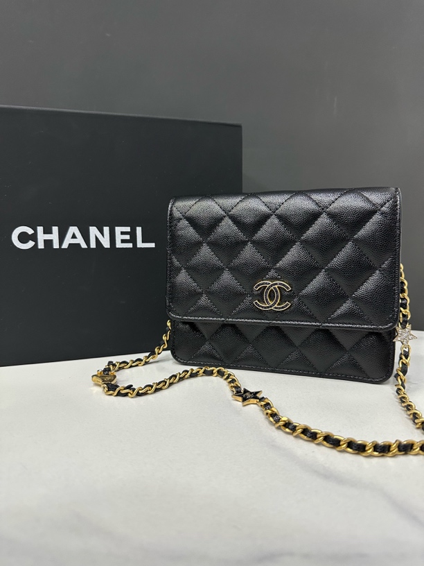 99新 Chanel/香奈儿 24C黑金woc包芯片18cm/JJ5022021