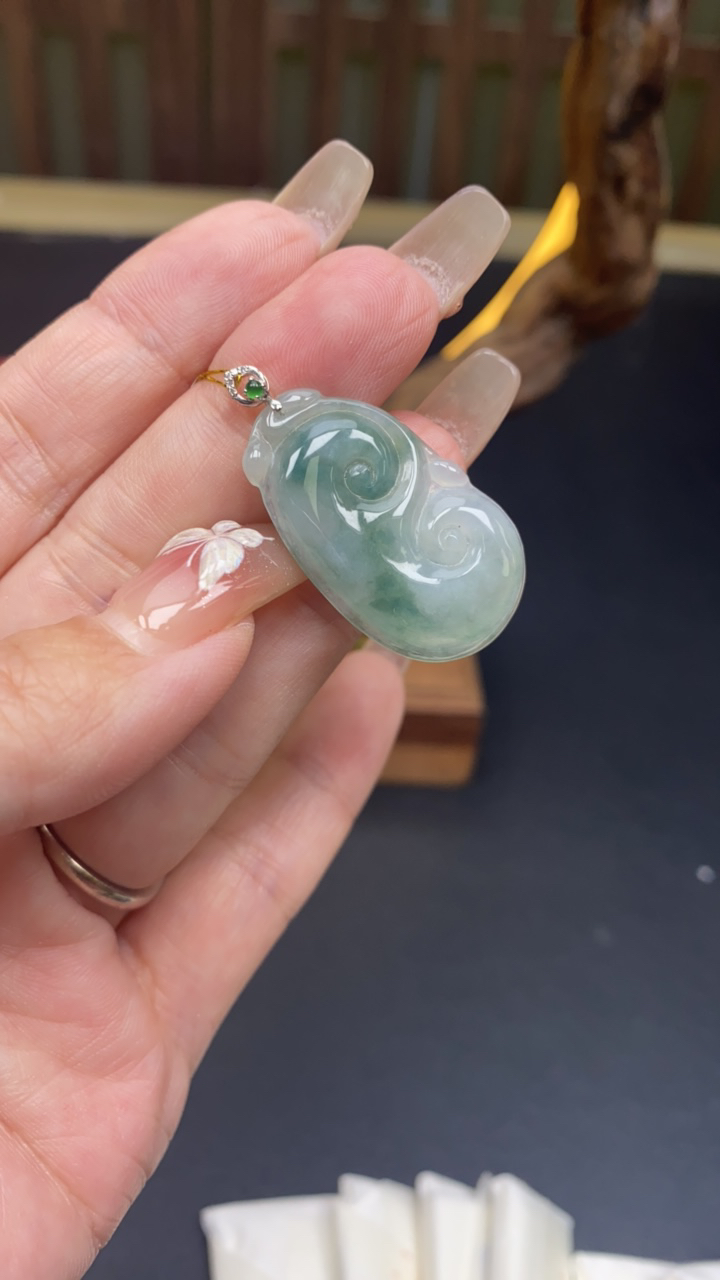 天然a货翡翠18k如意756