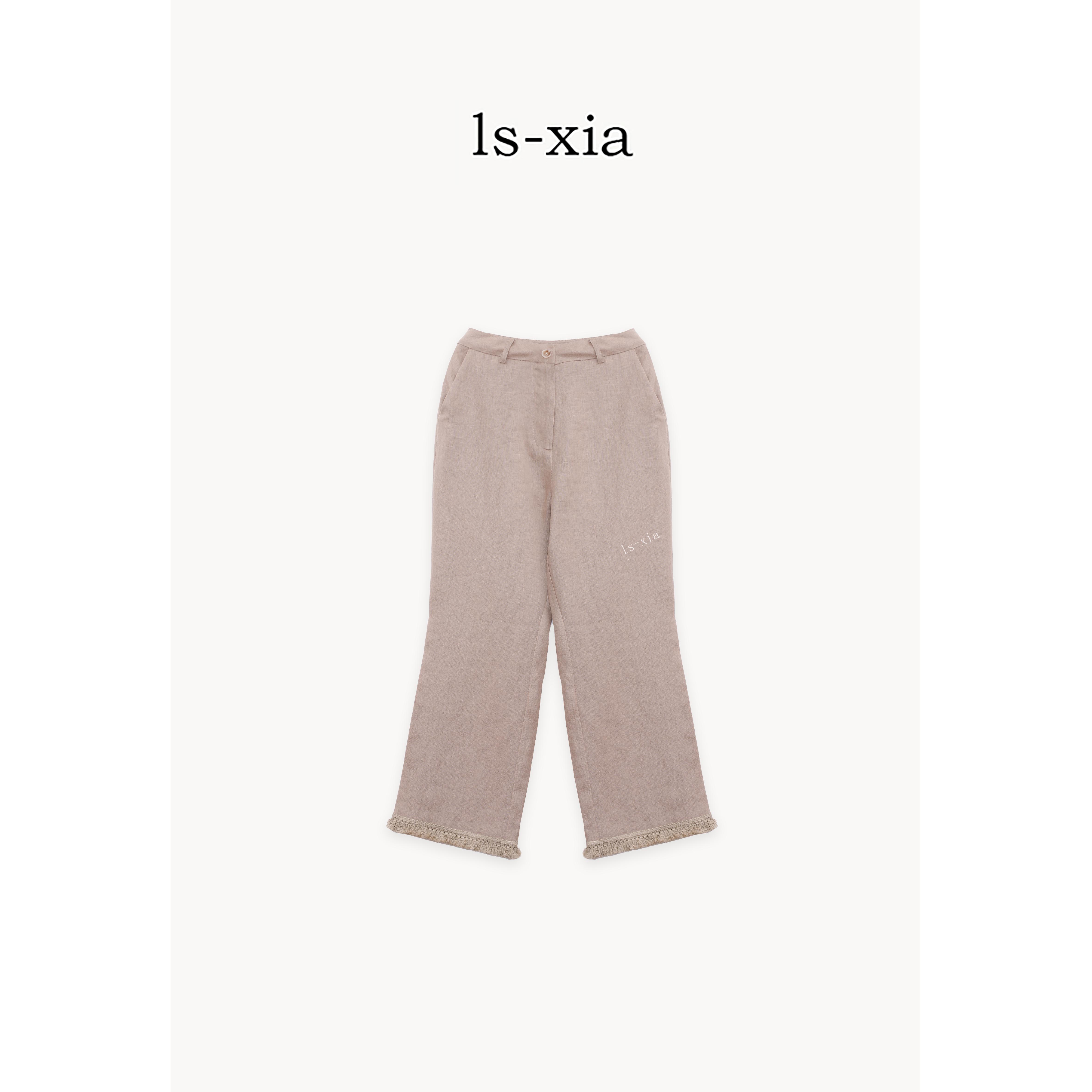 【简雅赋形】时尚中性色系小众设计风毛边裤脚休闲裤