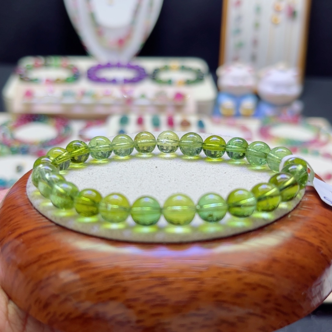 手链未镶嵌碧玺7.5mm全绿