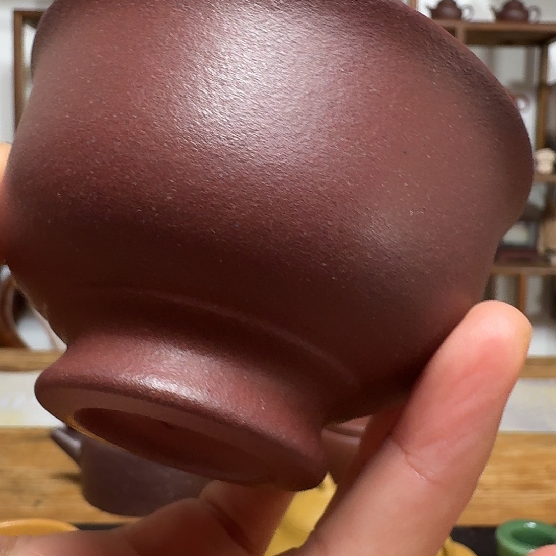 茶杯紫砂压手杯，原矿桃花泥