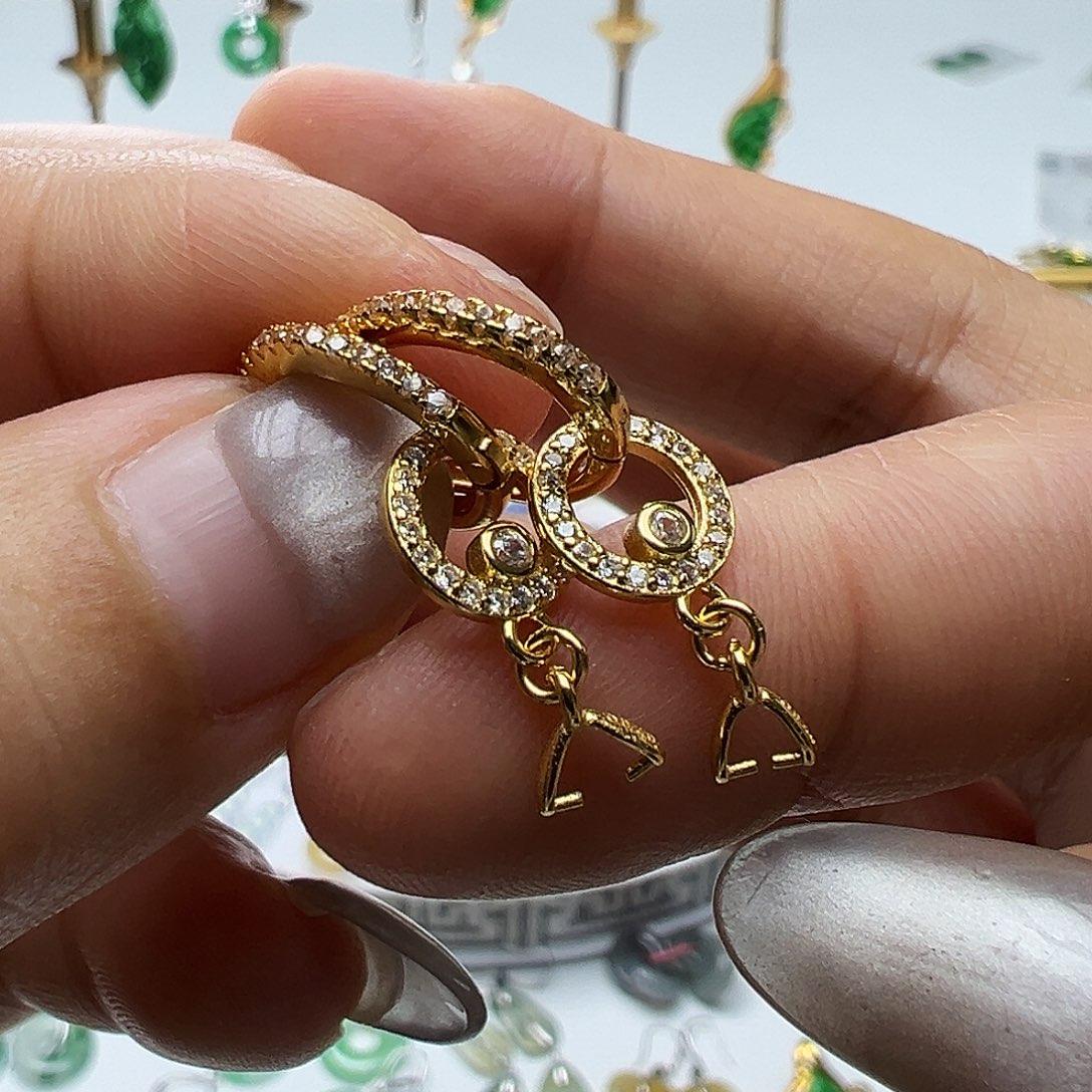 翡翠银S925镶嵌耳饰天然缅甸A货翡翠