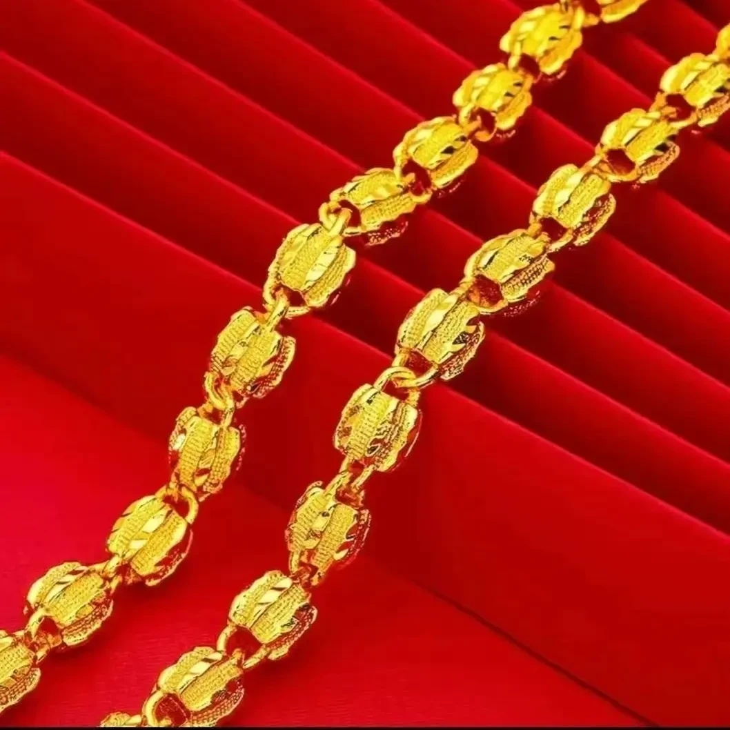 合金项链 【核桃项链】男士精美经典素款坠链空心时尚大气金色霸气