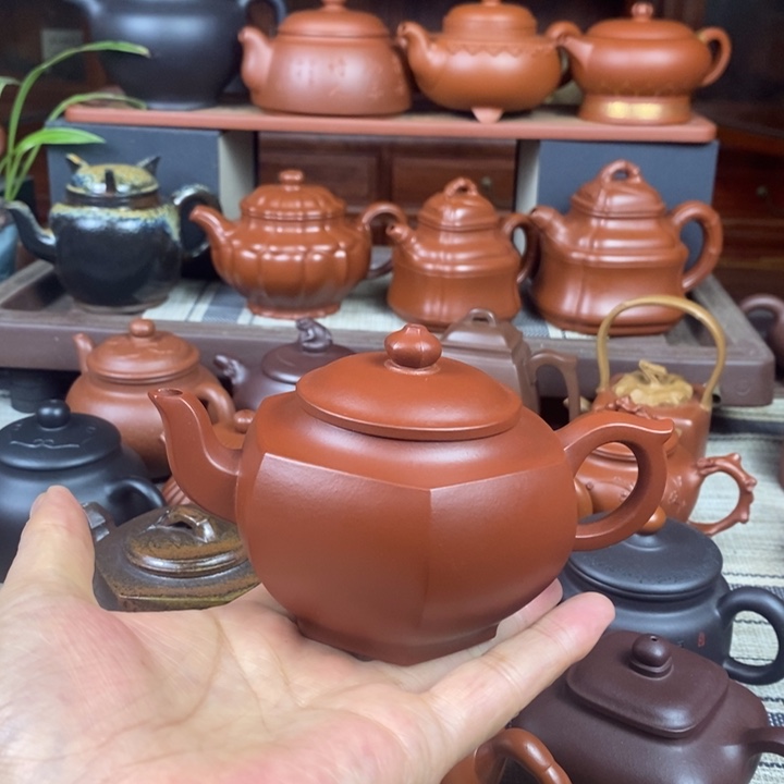 茶壶紫砂六方宫灯260cc原矿小煤窑朱泥双十二特价