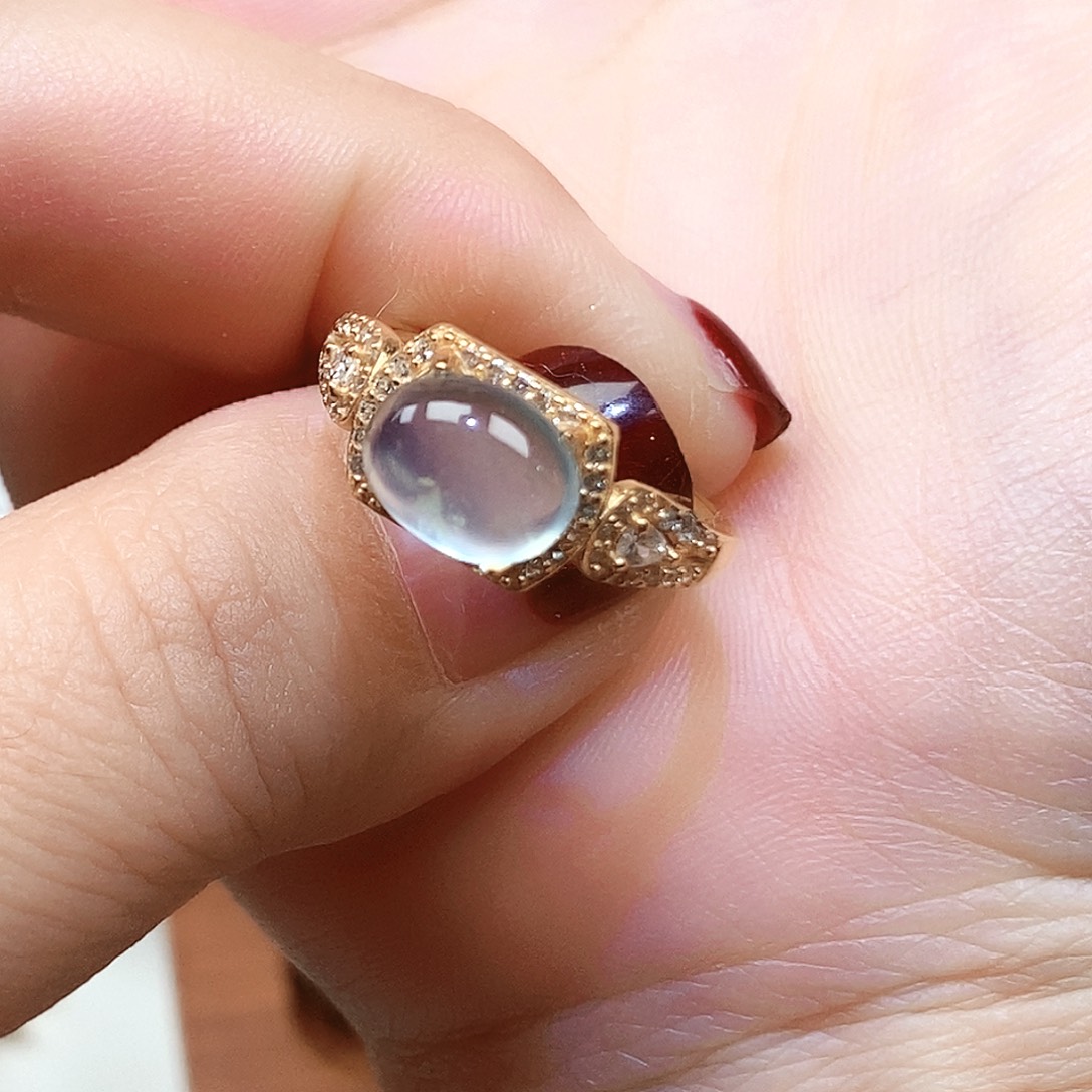 蛇纹石玉银S925镶嵌戒指