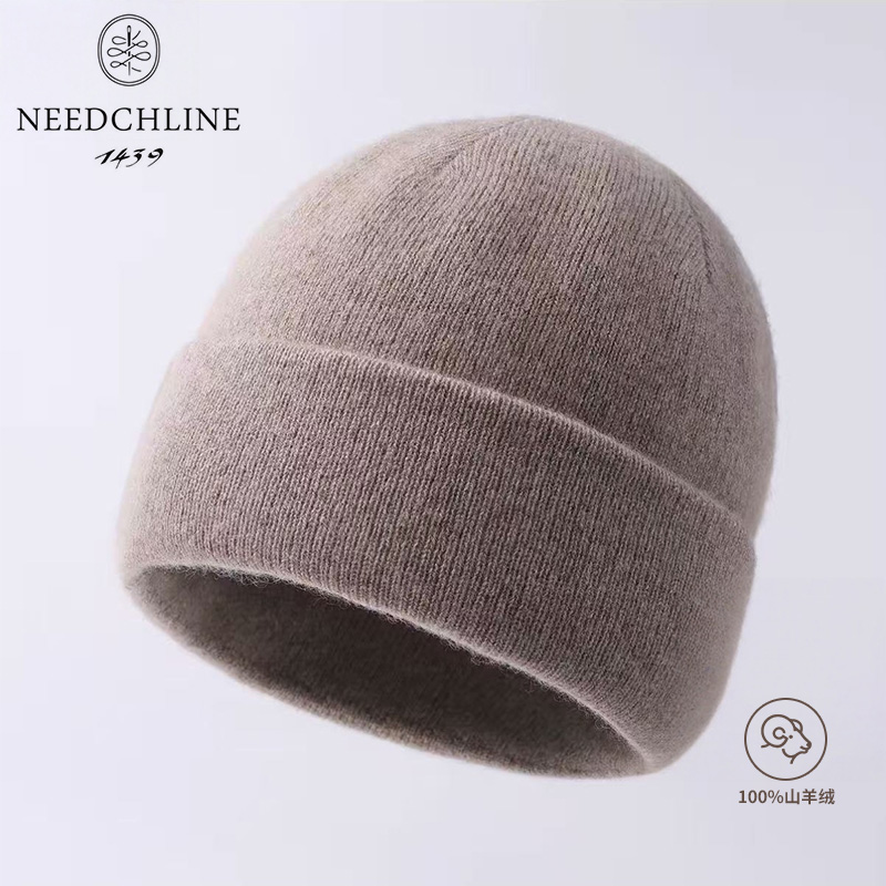 NEEDCHLINE【羊绒针织帽】针织帽子男士休闲户外时尚加绒加厚冷帽
