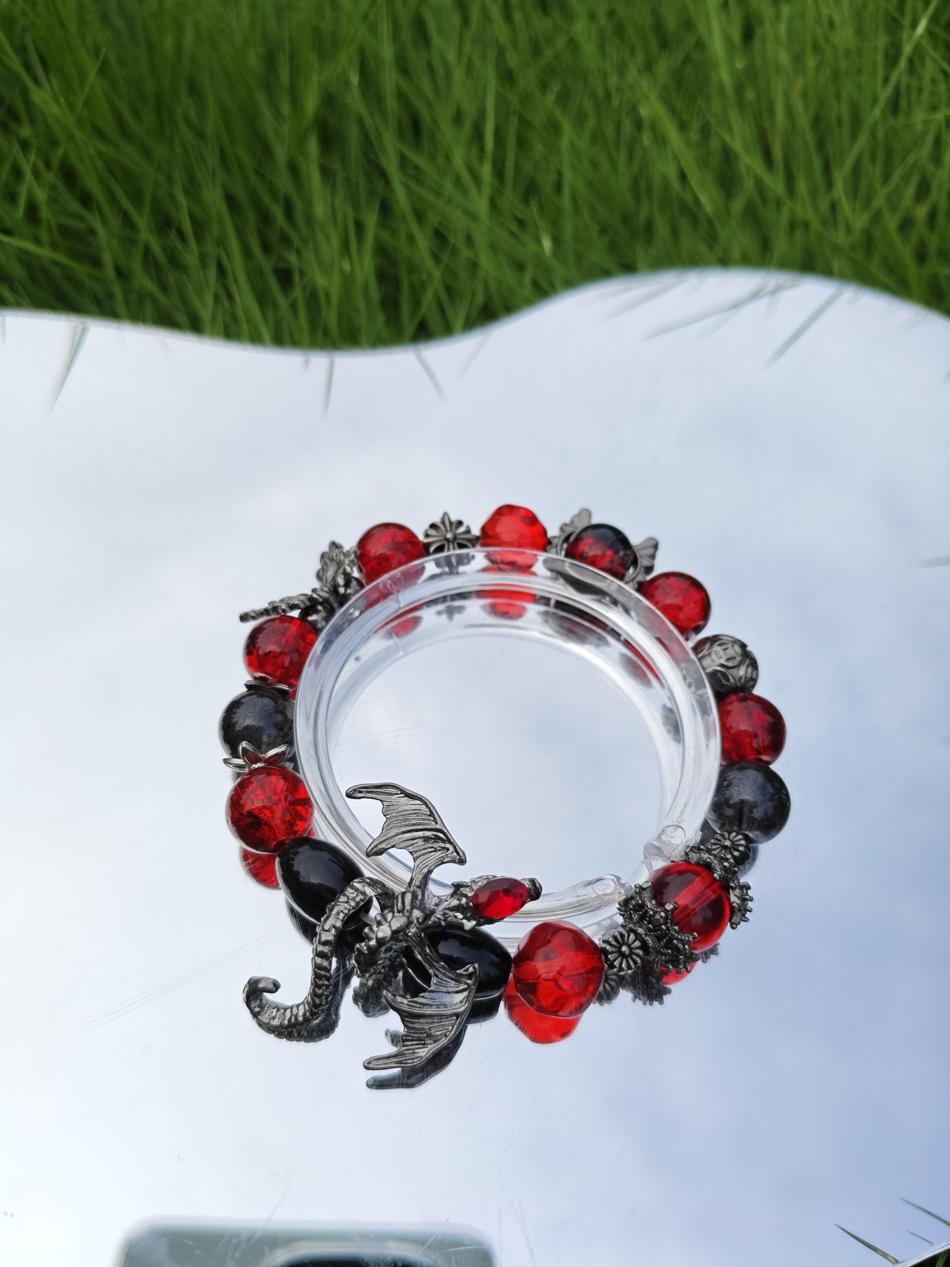 合金琉璃手链 38号卡10黑红暗黑系琉璃手串手围15