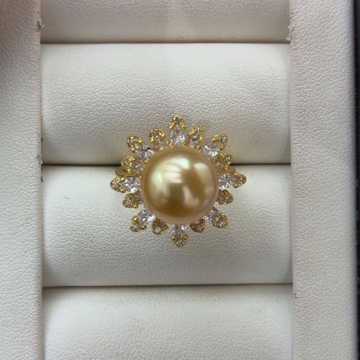 戒指银S925镶嵌海水珍珠