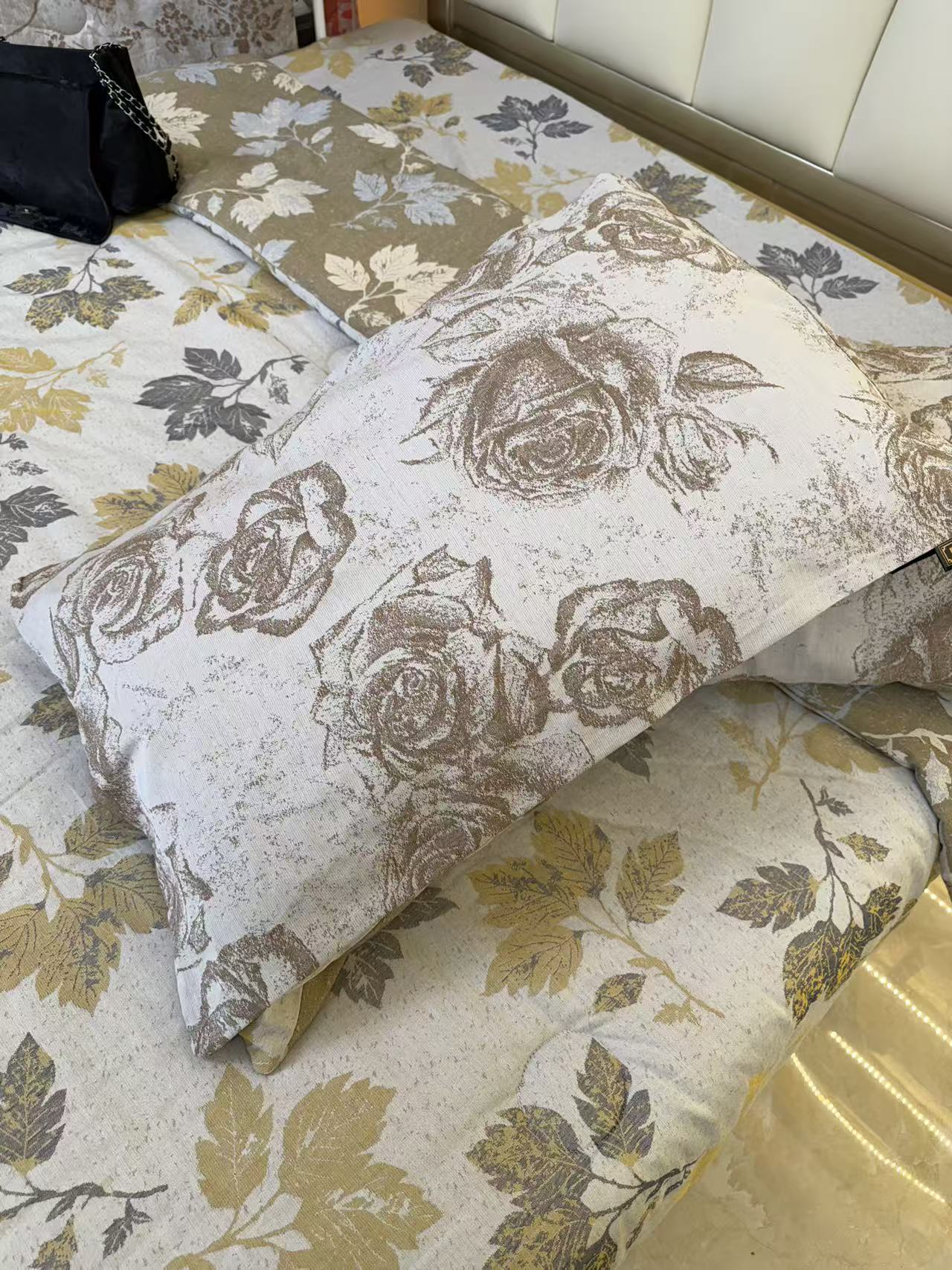 [金边玫瑰枕套]罗布麻枕套大尺寸可机洗48*75