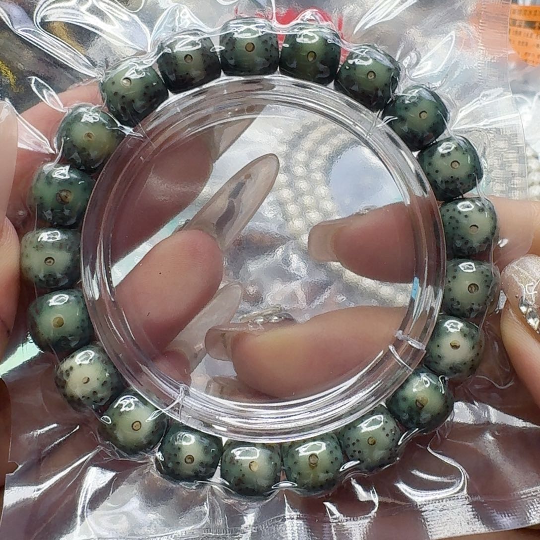 星月菩提手串73高端卡姿兰绿包白星月菩提11桶单圈