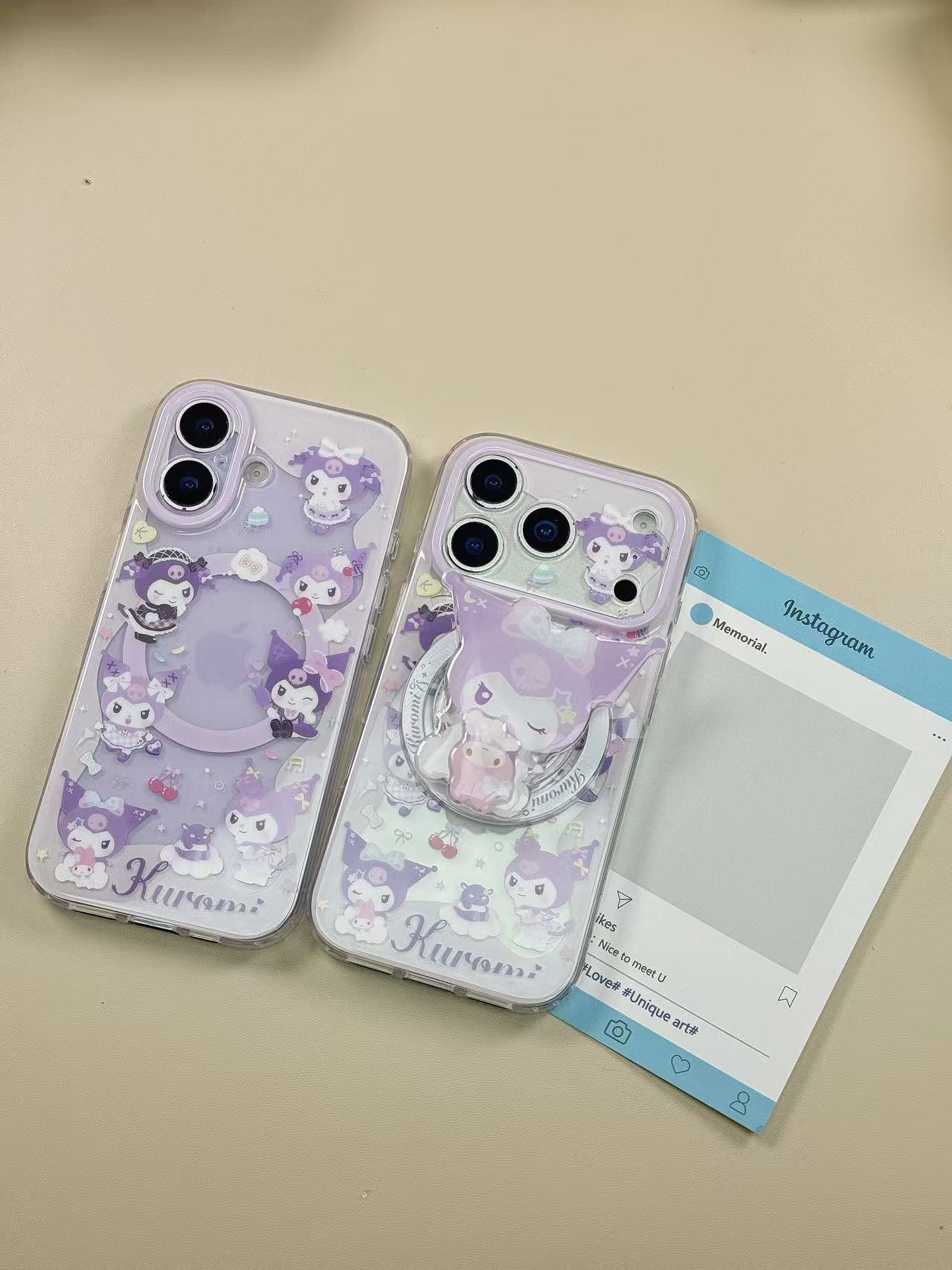 透紫色满屏库洛米转转imd磁吸手机壳一套