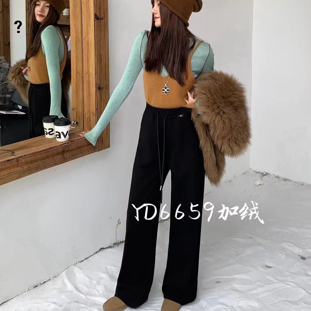 D156女装烟蒂小米格加绒直筒裤6659