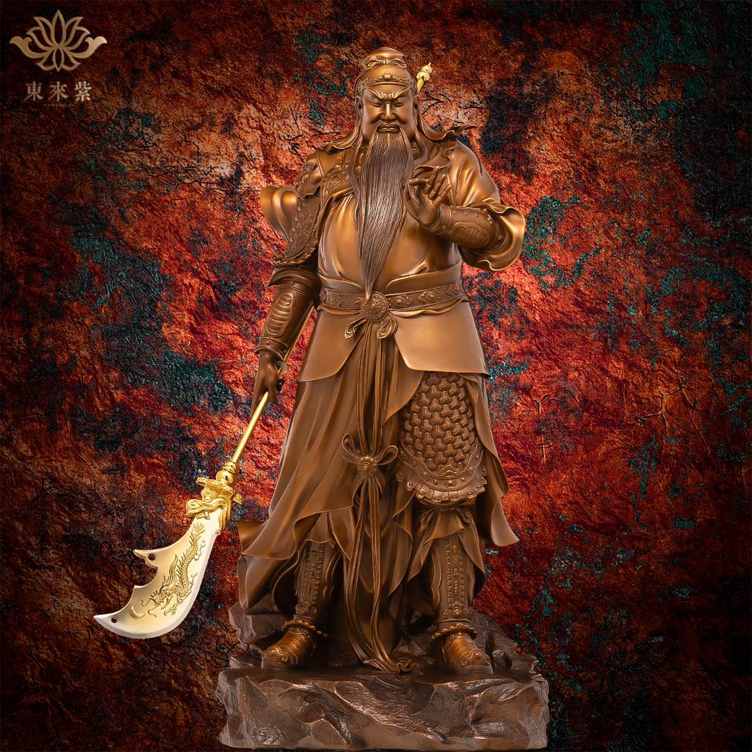 东来紫紫铜关公关二爷摆件家居公司关二爷伽蓝武财家用摆件