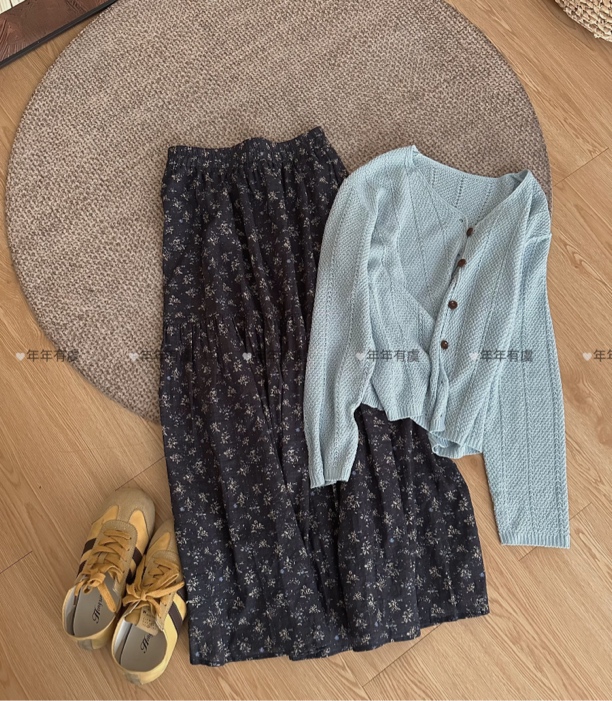 阿虞 午后森林～韩系文艺清新碎花伞裙#25017