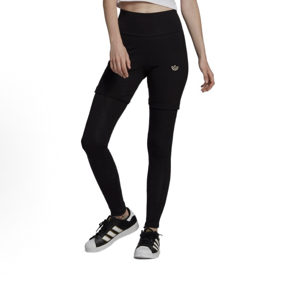 adidas 三叶草 纯色Logo印花运动健身裤 女款 黑色IA8336