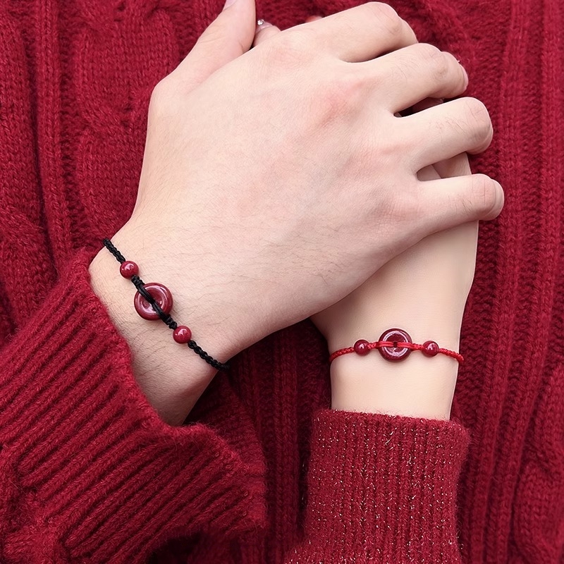 含辰砂工艺品朱砂平安扣手绳脚绳同款高含量紫金砂男女款手绳脚绳