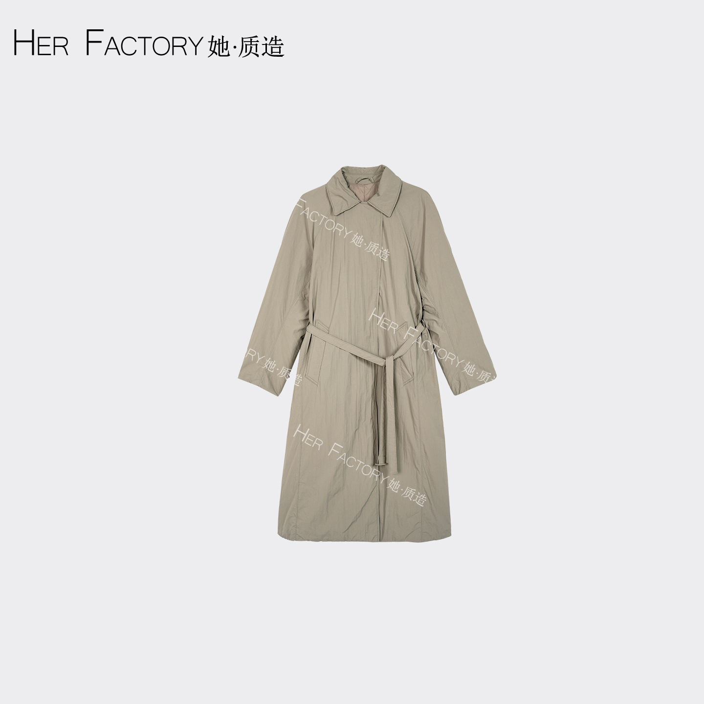  HER.FACTORY【云裹】JN90白鸭绒秋冬长款腰带羽绒服 WG72FF004 