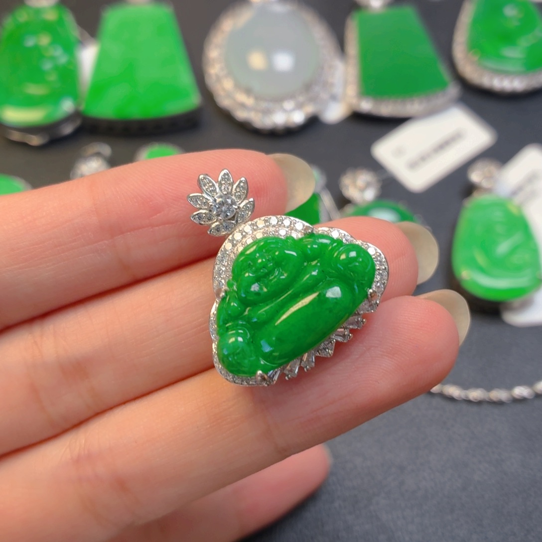 翡翠银S925镶嵌颈饰